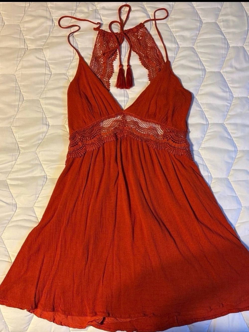 Lulus red crochet dress